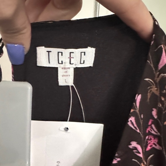 TCEC Black and Pink Floral Long Sleeve Dress - Picture 2 of 12